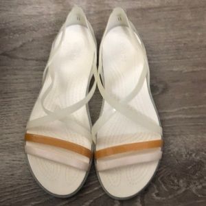 Crocs Sandals size 8 White with tan strap